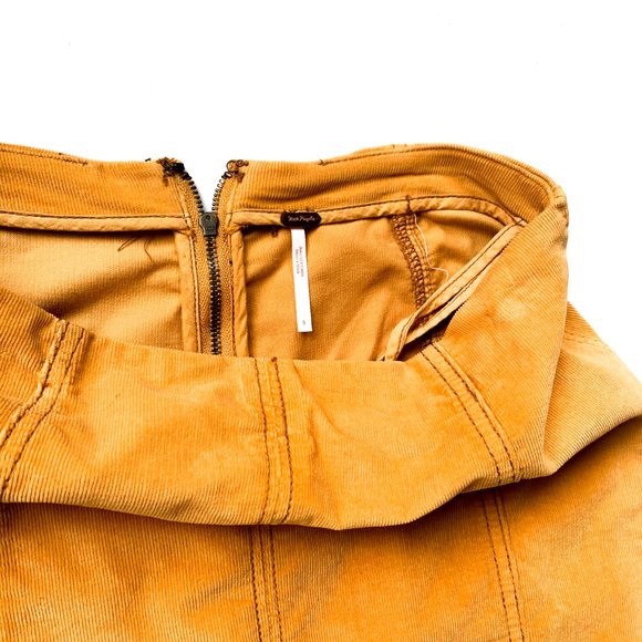 free people mustard corduroy mini skirt sz 8 - Picture 4 of 4